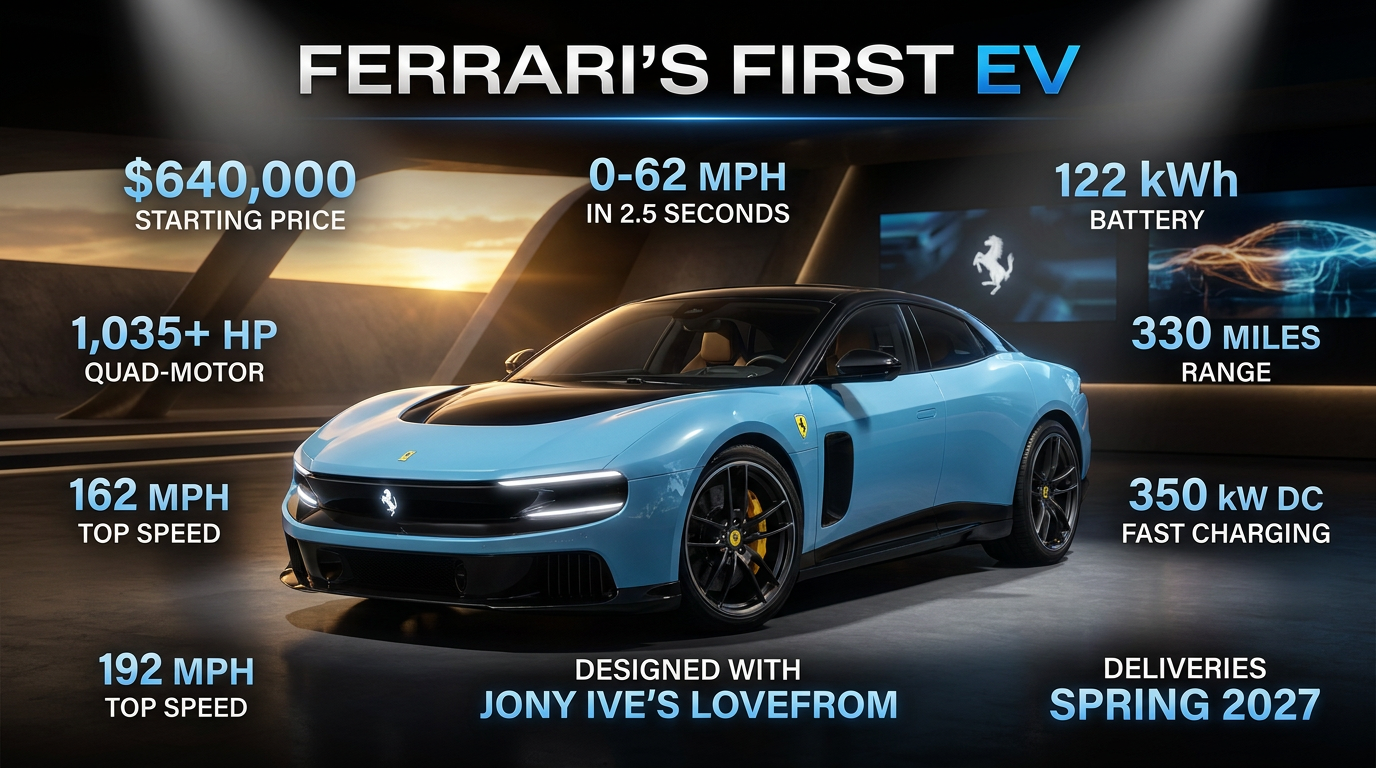 Ferrari Luce electric car unveiled at $640K. Explore design, performance & engineering updates. See what this EV means for Ferrari’s future.