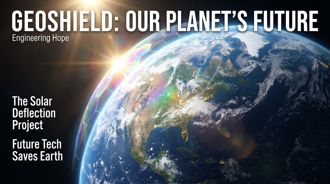 Solar Radiation Management: Climate Tech Demystified 1 A futuristic illustration of the Earth surrounded by a glowing shield reflecting sunlight into space.