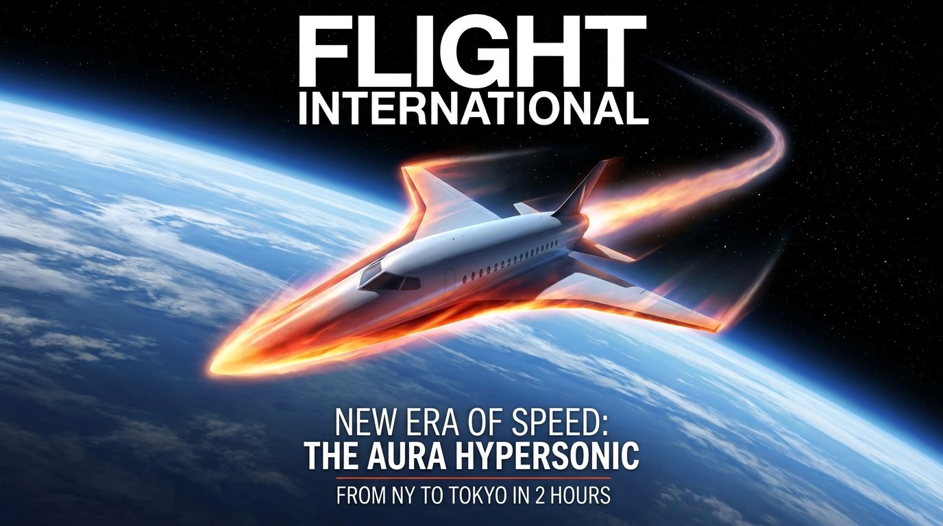Hypersonic Aerodynamics: Engineering Beyond Mach 5 7 A futuristic hypersonic jet flying in the upper atmosphere with glowing red leading edges from extreme heat.